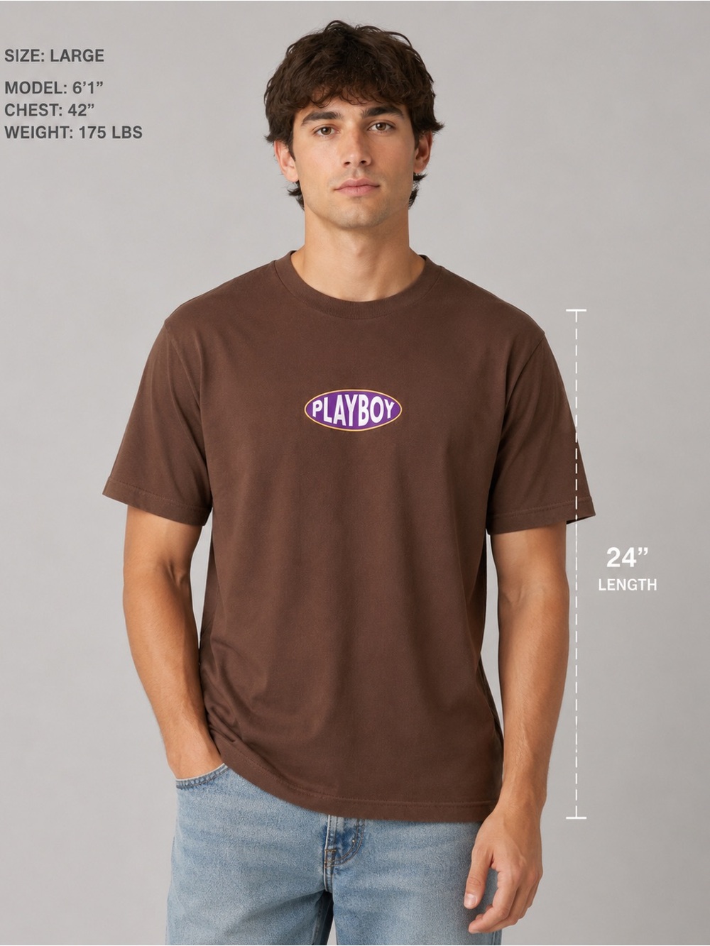Playboy by PacSun Men's Graphic T-Shirt - Brown
- Size Large
